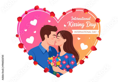 International kissing day romantic illustration