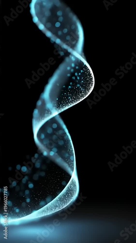 Glowing DNA helix with particles