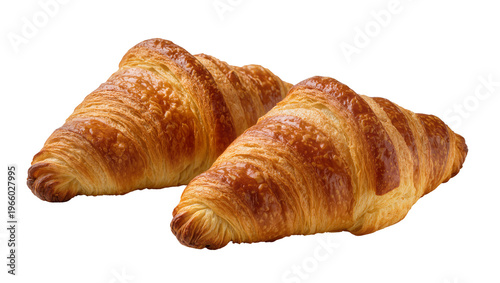 Foto Golden brown flaky baked croissants French breakfast, isolated on transparent ba
