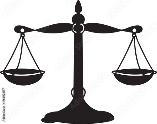 Law balance scale silhouette drawing justice legal system equality court symbol conceptual illustration