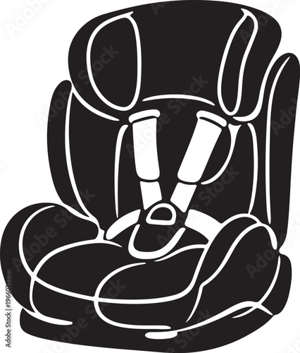 Minimalist one line drawing child car seat design safe and stylish automotive safety equipment concept