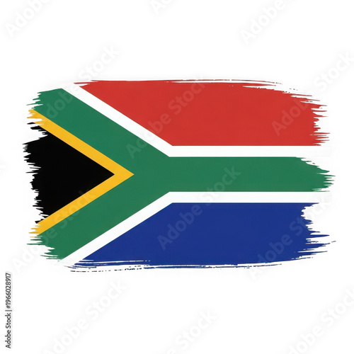 South African flag with torn edges and vibrant colors isolated on transparent background
