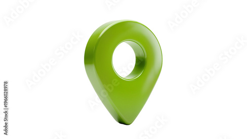 Glossy lime green map pin marker, isolated on transparent background