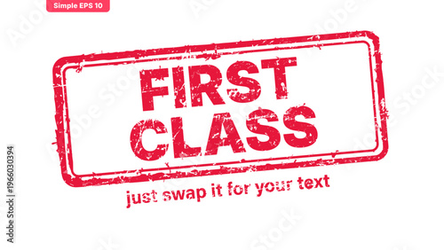 first red rubber stamp vector with distressed ink texture and clean frame, built for packaging, shipping labels, office paperwork, certification workflows, and commercial branding use.