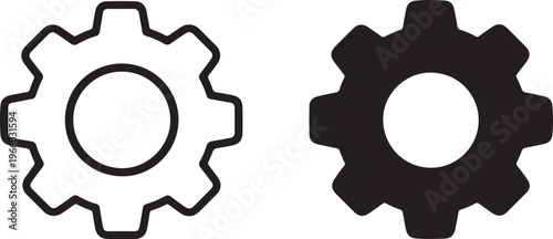 Classic gear duo icon featuring interlocking cogwheels symbolizing teamwork, engineering, and mechanics