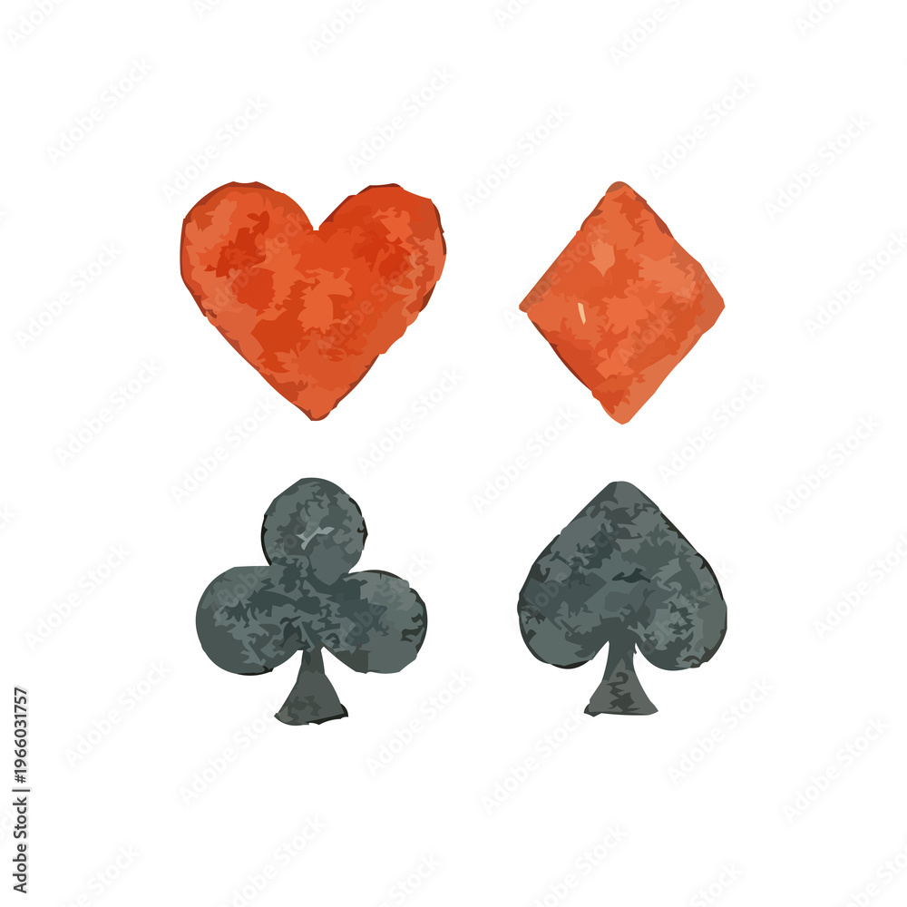 Obraz premium watercolor illustration of playing card symbols