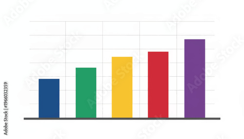 Colorful bar chart displaying increasing values on a grid background  