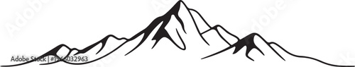 Himalaya Mount Everest minimal landmark one line art illustration majestic mountain peak travel concept