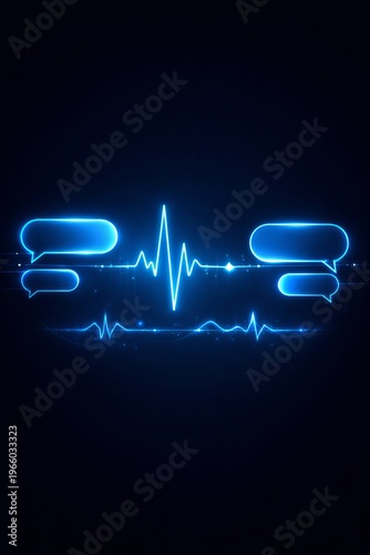 Abstract Futuristic Communication Technology, Glowing Neon Blue Digital Data Network Interface, Connectivity Innovation, Telecommunications Interaction Concept Background
