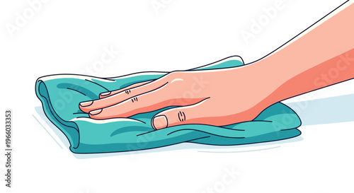 Hand cleaning with cloth in minimalist style for hygiene theme
