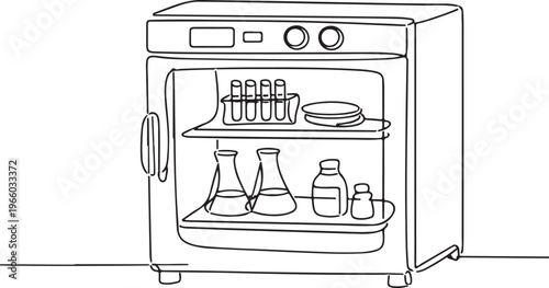 Medical incubator line drawing clean healthcare equipment illustration neonatal care concept