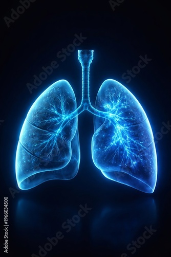 Human Lungs Anatomy: Respiratory System Medical Science Illustration, Pulmonary Bronchial Physiology, Healthcare Diagnostic Organ, Breathing Biology Concept