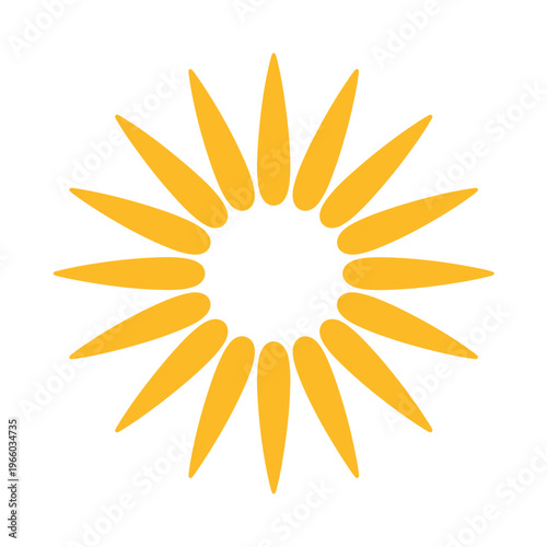 Canvastavla A vibrant stylized sunburst graphic features elongated orange petals radiating f