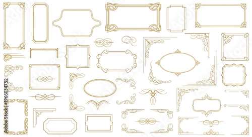 Elegant collection of art deco vintage frames in linear gold design