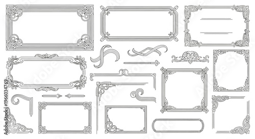 Elegant line art decorative borders and frames collection for design projects