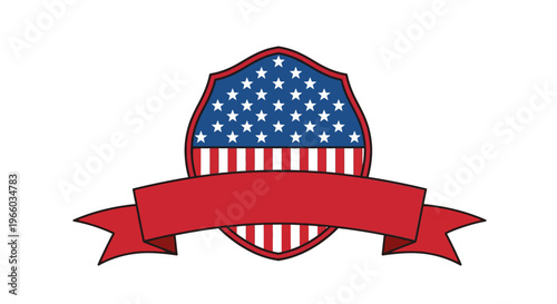 American flag shield emblem with red banner for patriotic designs