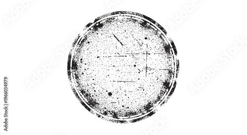 Grunge circular stamp: distressed round ink texture design element
