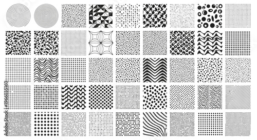 Seamless monochrome geometric patterns collection for modern design projects