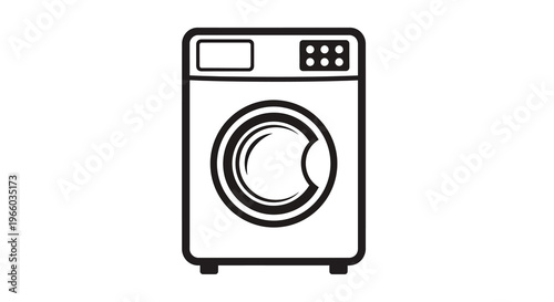 Simplistic outline of a modern washing machine for home appliance design