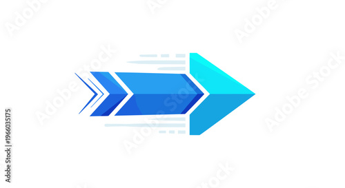 Dynamic blue arrow symbol indicating forward motion progress and direction