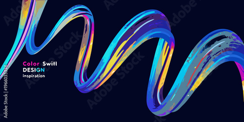 Colorful swirling ribbons create an abstract and dynamic visual design