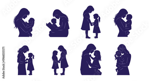 Diverse motherhood silhouettes tender moments of nurturing connection and love