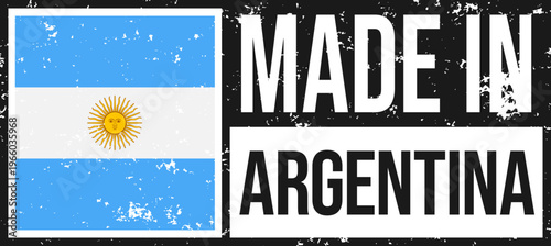 Argentina Flag Made Distressed Label