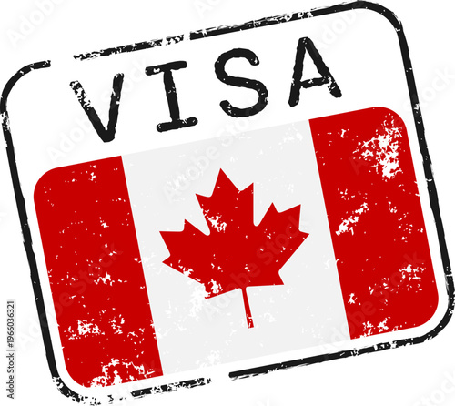 Canada Flag Visa Stamp Grungy