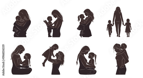 Motherhood silhouette collection tender moments of nurturing and love