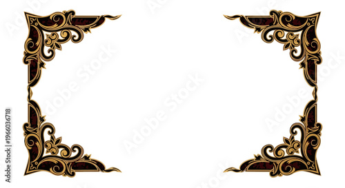 Ornate gold and black decorative corner frame with intricate floral patterns