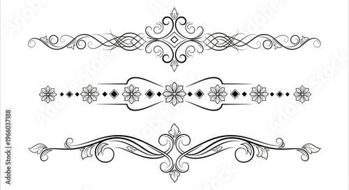Elegant floral and ornamental divider designs with filigree accents