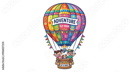 Colorful Hot Air Balloon Ride Adventure.