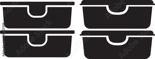 A silhouette icon of four food containers arranged in two rows.