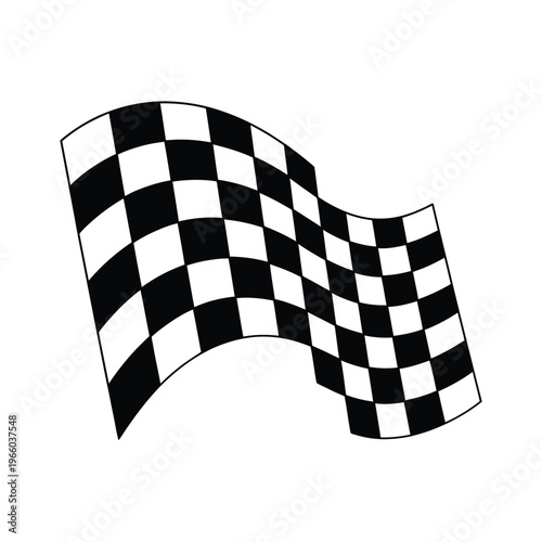A black and white checkered flag is displayed waving gently as a symbol of victory