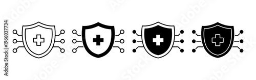 Health cybersecurity icon medical data protection privacy security network defense system
