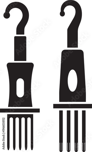 Fishing hook and bait icon silhouette for angling.