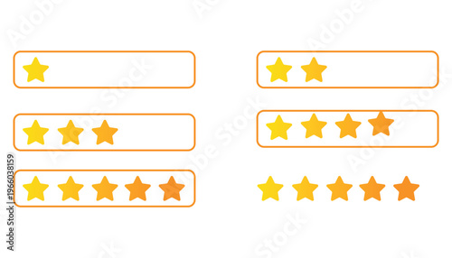 A set of rating stars and bars with star ratings isolated on white background, Vector, illustration