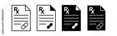 Prescription rx icon medical document medication order healthcare treatment system