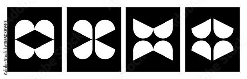 Abstract logo design collection. Minimal graphic elements for visual identity. Geometric shapes in a modern style.