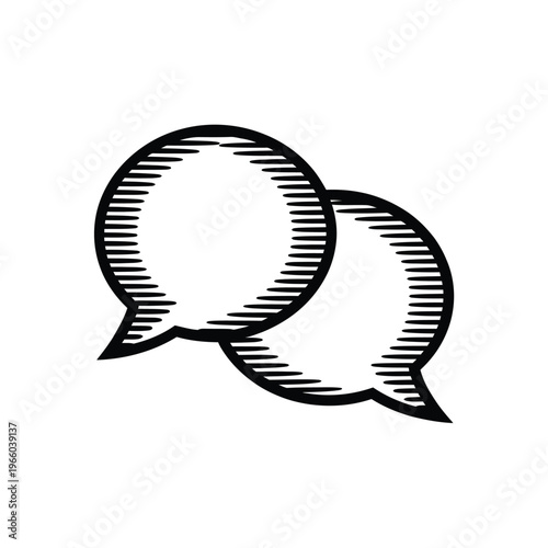 Two overlapping speech bubbles are depicted in a black and white hand drawn sketch like illustration
