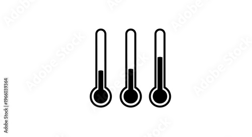 Three thermometers displaying varying levels of liquid indicating temperature