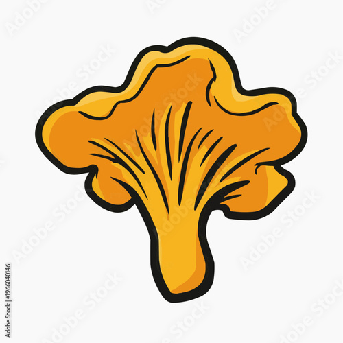 Flat vector illustration of a bold chanterelle mushroom, perfect for culinary blogs, recipe cards, or nature-themed designs.