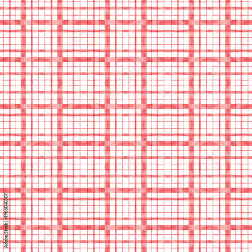 Watercolor Red Checks Seamless Repeat