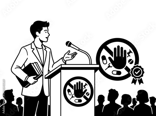 Teen choosing chess over drugs in youth prevention illustration