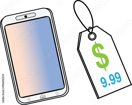 Clear plastic package containing a phone case with a green landmass design and price tag isolated on white background