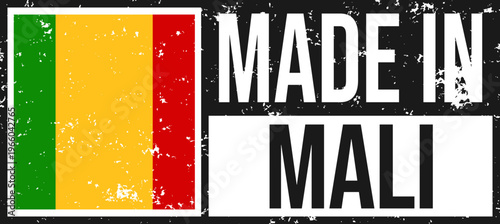 Mali Flag Grunge Label
