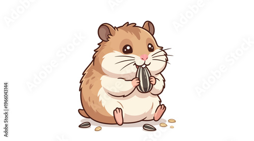 Cute hamster holding a seed.