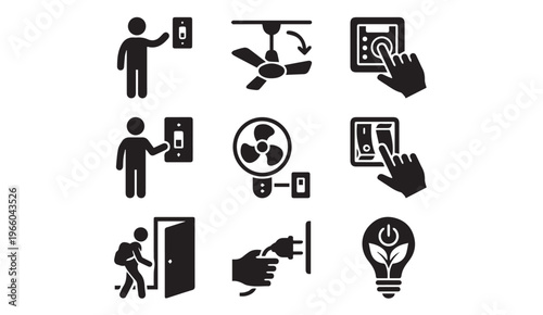 Smart home and energy control icon set. automation, devices, efficiency