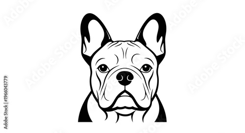 Bold black and white french bulldog head design for prints and merchandise