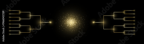 Tournament qualifying bracket concept. Gold shiny games table. Road to victory. Championship leaderboard for prize. Vector illustration